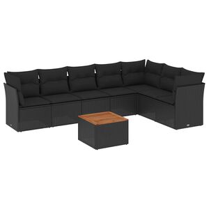 vidaXL Loungegrupp f&ouml;r tr&auml;dg&aring;rden med dynor 8 delar svart konstrotting
