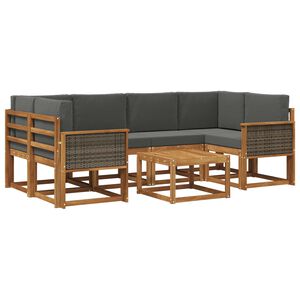 vidaXL Utomhussoffset med kudde 5 pcs Naturlig och Antracit