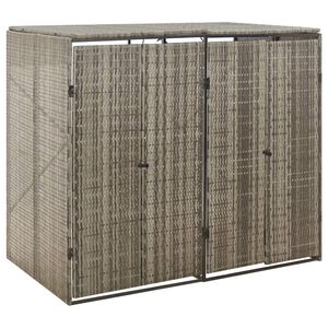 vidaXL Dubbelt skjul f&ouml;r soptunnor gr&aring; 140x80x117 cm konstrotting