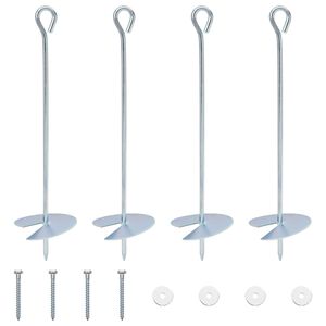vidaXL Jordankare 4 pcs Silver &Oslash;10 x 40 cm Galvaniserat metall