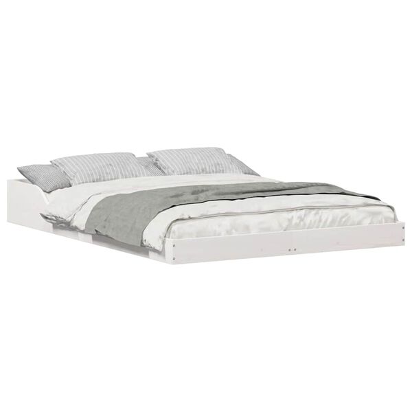 vidaXL Sängram Vit 120 x 190 cm Massiv furu