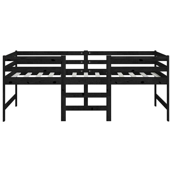 vidaXL Säng medelhög svart massiv furu 90x200 cm