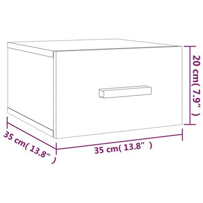 vidaXL Väggmonterat sängbord vit 35x35x20 cm