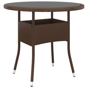 vidaXL Tr&auml;dg&aring;rdsbord &Oslash;80x75 cm h&auml;rdat glas och konstrotting brun