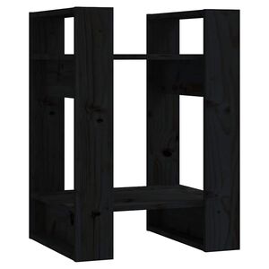 vidaXL Bokhylla/Rumsavdelare svart 41x35x57 cm massiv furu