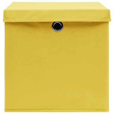 vidaXL Förvaringslådor med lock 10 st 28x28x28 cm gul