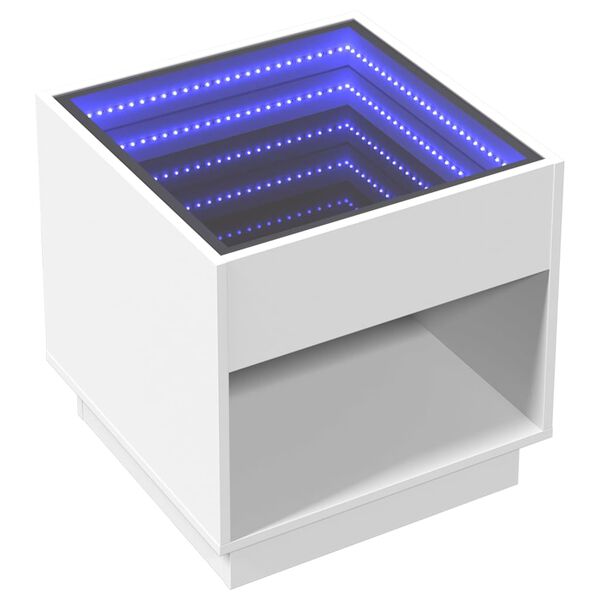 vidaXL Sängbord med Infinity LEDs vit 50x50x50 cm
