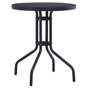 vidaXL Tr&auml;dg&aring;rdsbord svart 80 cm st&aring;l och glas