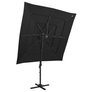 vidaXL Tr&auml;dg&aring;rdsparasoll 4-niv&aring;er aluminiumst&aring;ng svart 250x250 cm