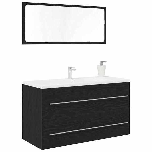 vidaXL Sink Cabinet med låda Svart Ek 90 x 45 x 1,5 cm Konstruerat trä