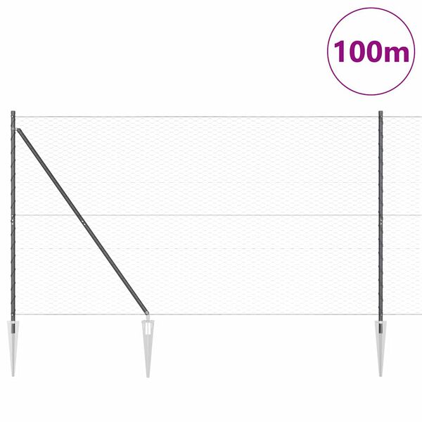 vidaXL St&auml;ngselstolpe Gr&aring; 100 x 1,5 m (36 mm n&auml;t) St&aring;l och PVC