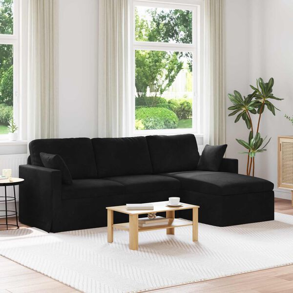 vidaXL Soffa Svart 198 x 134 x 80 cm Sammet