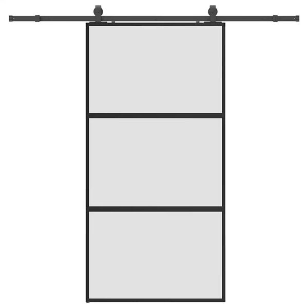 vidaXL Skjutd&ouml;rr med beslag svart 102,5x205 cm h&auml;rdat glas