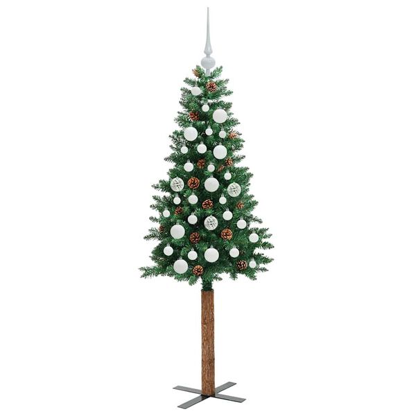 vidaXL Smal julgran med 150 LED-lampor Gr&ouml;n 150 cm PVC och solid furu