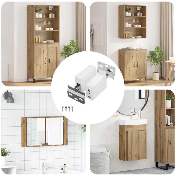 vidaXL Sk&aring;p h&auml;ngande konsol 12 pcs Vit 70 x 48 x 19 mm J&auml;rn och plast