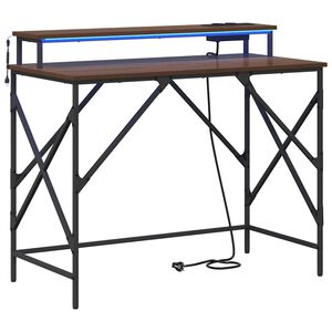 vidaXL Skrivbord Brun Ek 100 x 50 x 86,5 cm Konstruerat tr&auml;