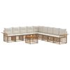 vidaXL Utomhussoffset 10 st 9-sits Naturlig och Creamvit Polyester