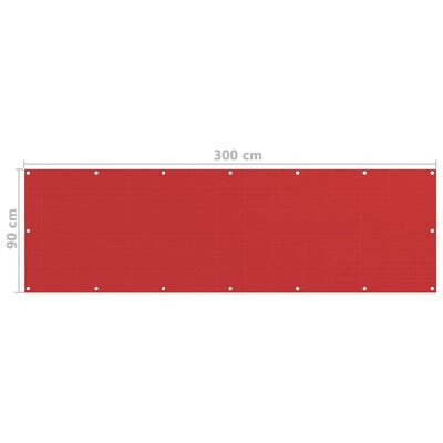 vidaXL Balkongskärm röd 90x300 cm HDPE