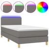 vidaXL Rams&auml;ng med madrass & LED m&ouml;rkgr&aring; 90x200 cm tyg