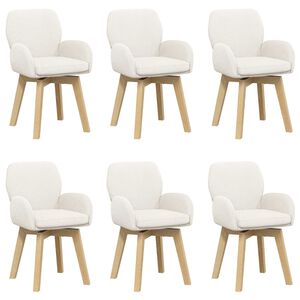 vidaXL Sv&auml;ngande Matstolar 6 st Boucl&eacute; Gr&auml;ddvit 54 x 58 x 87 cm