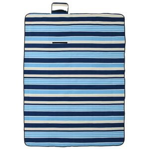 vidaXL Picknickfilt vikbar bl&aring; och vit randig 200x150 cm sammet