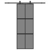 vidaXL Skjutd&ouml;rr med beslag svart 76x205 cm h&auml;rdat glas