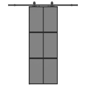 vidaXL Skjutd&ouml;rr med beslag svart 76x205 cm h&auml;rdat glas