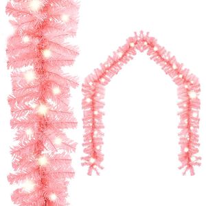 vidaXL Julgirlang med LED-lampor 5 m rosa