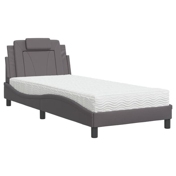 vidaXL Bed "Viana" with Mattress Grey 90x190 cm Faux Leather