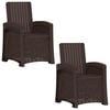 vidaXL Reclining gardenstol i rottinglook 2 st Brun PP