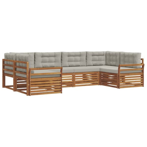 vidaXL Utomhussoffset 6 pcs Naturlig och Ljus Gr&aring; Massivt Akaciatr&auml;