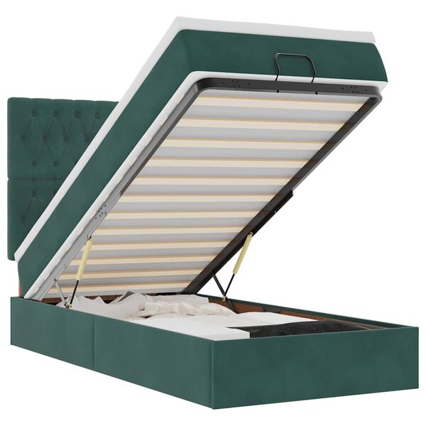vidaXL Ottoman sängram med madrasser mörkgrön 90x190 cm sammet