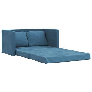 vidaXL Golvbäddsoffa 2-i-1 blå 122x204x55 cm sammet