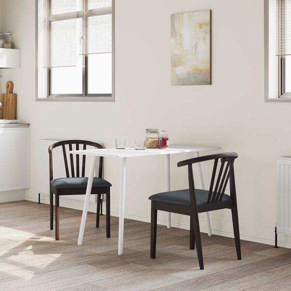 vidaXL Matstol 2 pcs Ljusbrun och svart Massivt gummitr&auml;