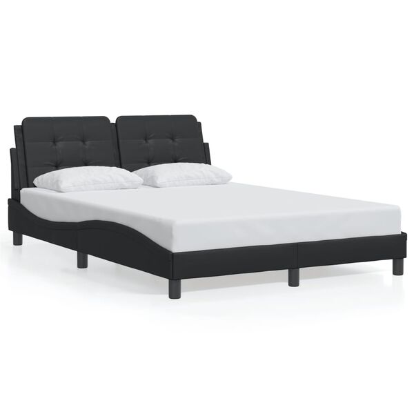 vidaXL Bed Frame without Mattress "Zadar" Black 140x190 cm Faux Leather