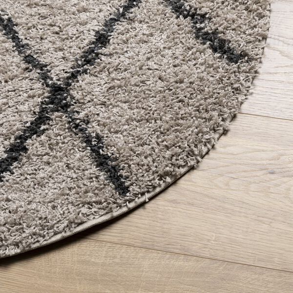 vidaXL Ryamatta PAMPLONA lång lugg modern beige & antracit Ø 100 cm