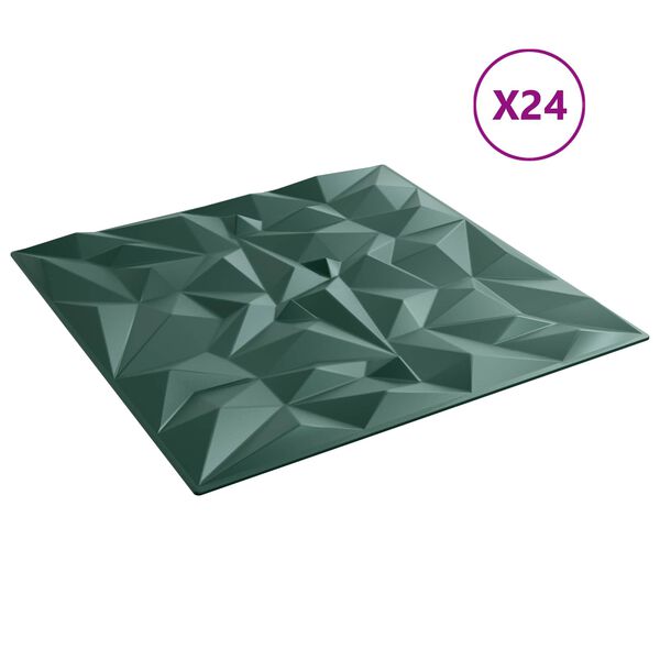 vidaXL V&auml;ggpaneler 24 pcs Amethyst Gr&ouml;n 50 x 50 cm XPS Skum