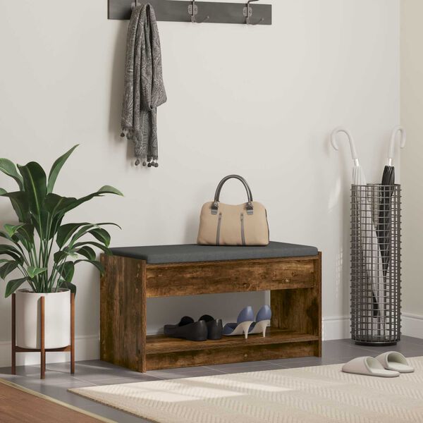 vidaXL Hallb&auml;nk R&ouml;kt Ek 83 x 38 x 45 cm Konstruerat Tr&auml; och Tyg