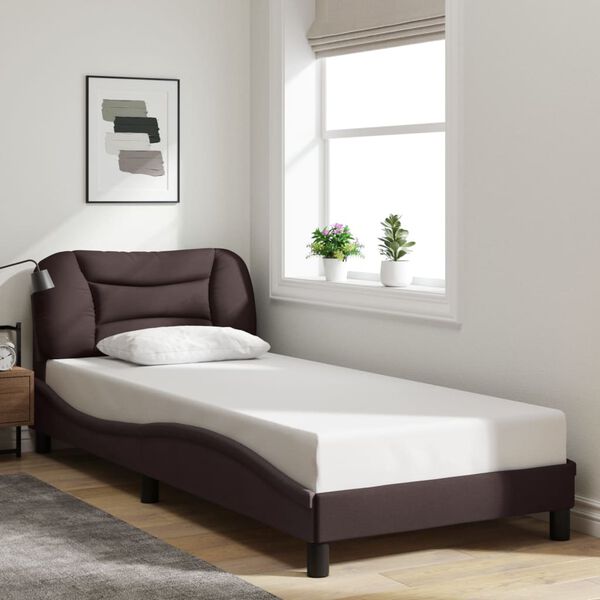 vidaXL Bed Frame without Mattress "Hvar" Dark Brown 90x200 cm Fabric
