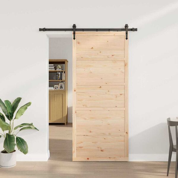 vidaXL Skjutdörr Naturfärg 80 x 208 cm Massiv furu