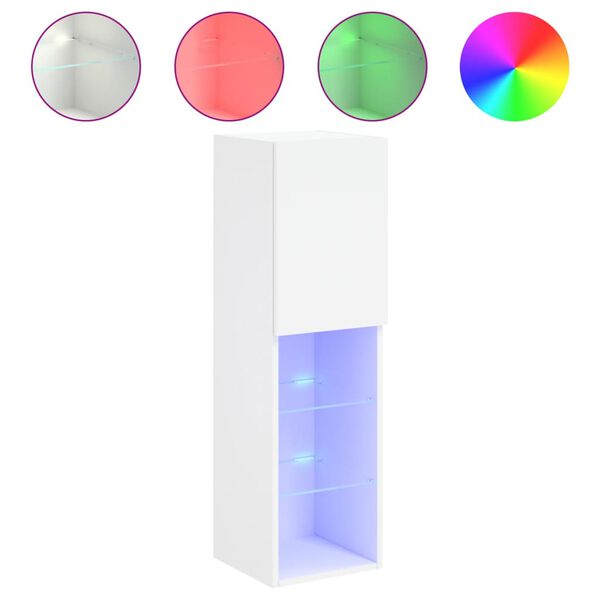 vidaXL Tv-sk&aring;p med LED vit 30,5x30x102 cm