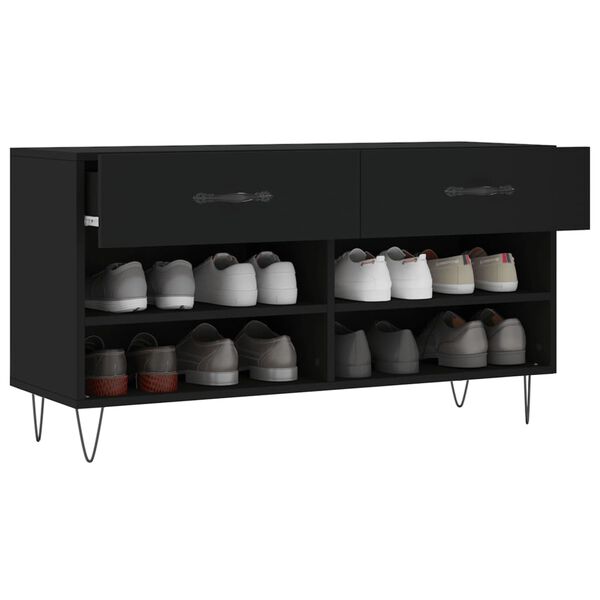 vidaXL Skob&auml;nk svart 102x35x55 cm konstruerat tr&auml;