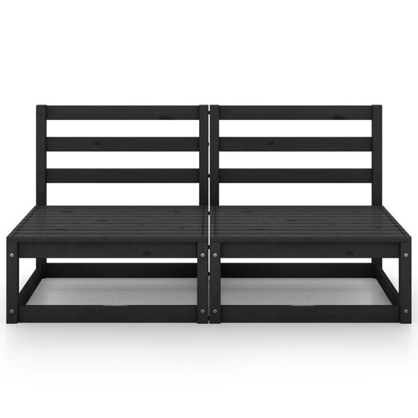 vidaXL Trädgårdssoffa 2-sits svart massiv furu