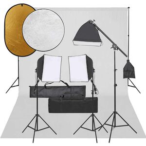 vidaXL Fotostudio med lampor, bakgrund och reflexsk&auml;rm