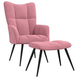 vidaXL Vilstol med fotpall rosa sammet