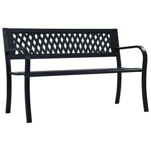 vidaXL Tr&auml;dg&aring;rdsb&auml;nk 125 cm svart st&aring;l