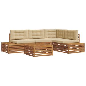 vidaXL Utomhussoffset med kudde 5 Stycke Naturlig och Beige