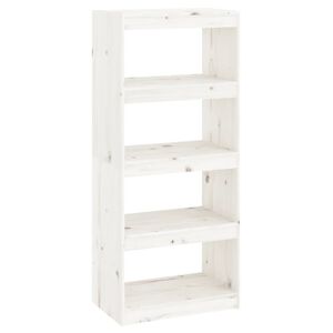 vidaXL Bokhylla/Rumsavdelare vit 60x30x135,5 cm massiv furu