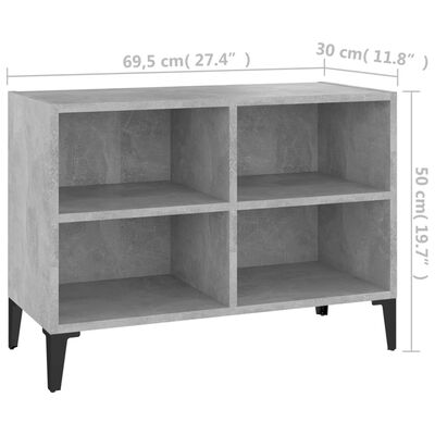 vidaXL TV-bänk med metallben betonggrå 69,5x30x50 cm