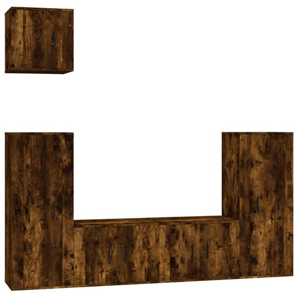 vidaXL Tv-skåp 5 delar rökfärgad ek konstruerat trä